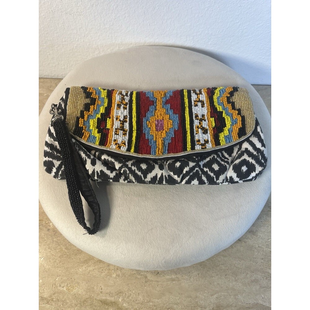 Aldo Vintage Geometric Colorful Clutch With Zebra Print